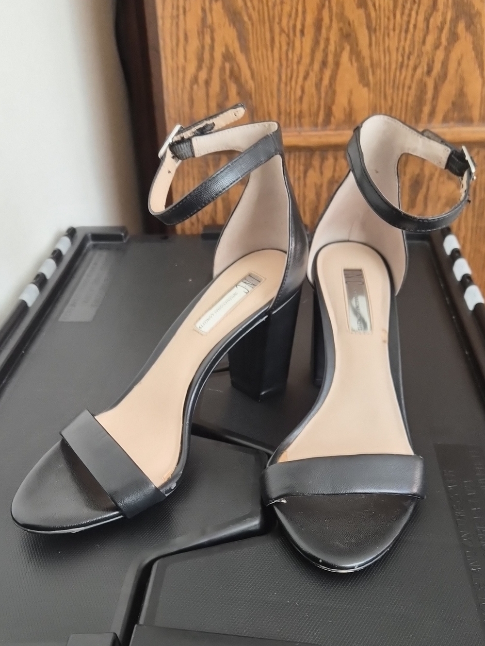 INC. Classic Black Ankle-Strap Block Heel Sandals - Women